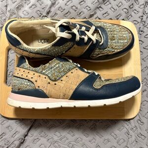 UGG Deaven Blue Tweed and Cork Sneakers Size 8